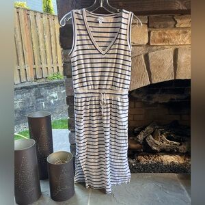 Evereve Alice Blue and White Striped V-Neck Dress XS